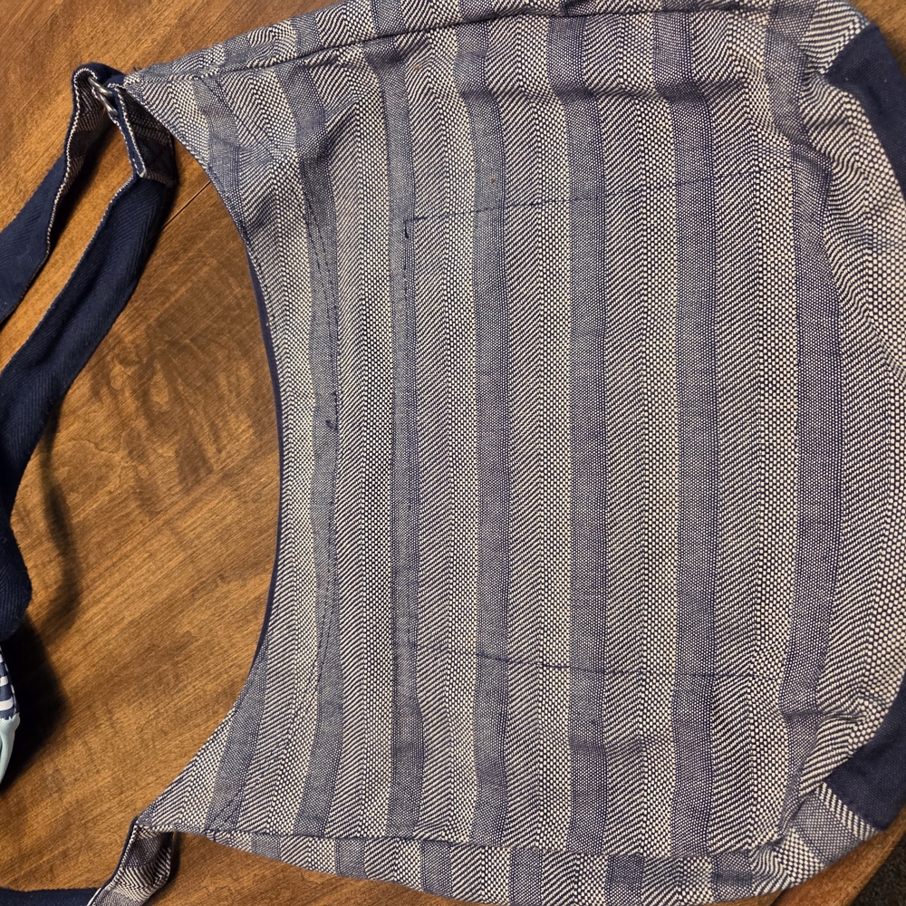 Thirty-One Black and Gray Striped Shoulder Bag